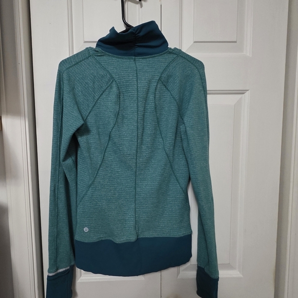 Lululemon Runderful 1/2 Zip Mini Check Pique Hunter/Heathered Green/Teal Size 6 - Picture 6 of 9